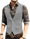 Men's Suit Vest V Neck Wool Herringbone Tweed Casual Waistcoat Formal Business Vest Groomman For Green/Black/Brown/Coffee