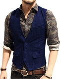Men's Suit Vest V Neck Wool Herringbone Tweed Casual Waistcoat Formal Business Vest Groomman For Green/Black/Brown/Coffee