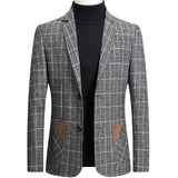 BOLUBAO Brand Men Blazer Personality Wild Men's Suit Jacket High Quality Fashion Plaid Print Slim Fit Warm Blazer Coat Male