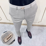 2020 Spring Formal Men's Suit Pants Fashion Casual Slim Business Dress Pants Male Wedding Party Work Trousers Plus Size 28-36