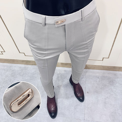 2020 Spring Formal Men's Suit Pants Fashion Casual Slim Business Dress Pants Male Wedding Party Work Trousers Plus Size 28-36