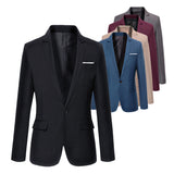 Mens Korean slim fit blazer masculino cotton blazer Suit Office Jacket black blue  plus size Male blazers Mens coat Wedding