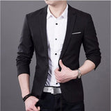 3XL Plus Size Korean Style Mens Blazer Slim Fit Cotton Suit Jacket Black Blue Male Blazers Men's Coat Work Wedding Wear