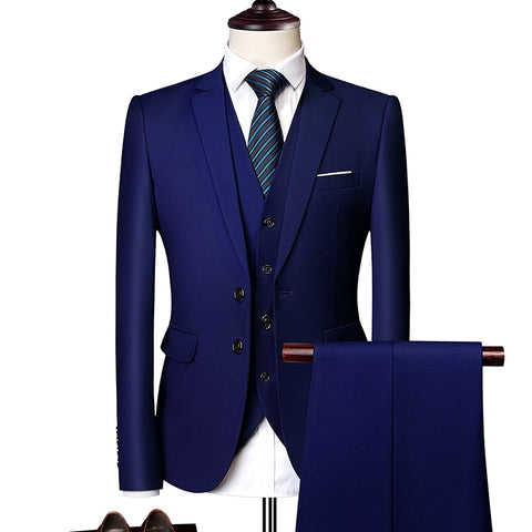 Suit suit male 2020 spring and autumn high-end custom business blazers three-piece / Slim large size. multi-color boutique suit