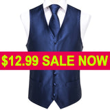 Hi-Tie 20 Color Silk Men's Vests and Tie Business Formal Dresses Slim Vest 4PC Hanky cufflinks for Suit Blue Paisley Waistcoat