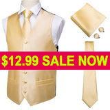 Hi-Tie 20 Color Silk Men's Vests and Tie Business Formal Dresses Slim Vest 4PC Hanky cufflinks for Suit Blue Paisley Waistcoat