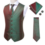 Hi-Tie 20 Color Silk Men's Vests and Tie Business Formal Dresses Slim Vest 4PC Hanky cufflinks for Suit Blue Paisley Waistcoat