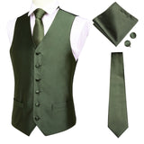 Hi-Tie 20 Color Silk Men's Vests and Tie Business Formal Dresses Slim Vest 4PC Hanky cufflinks for Suit Blue Paisley Waistcoat